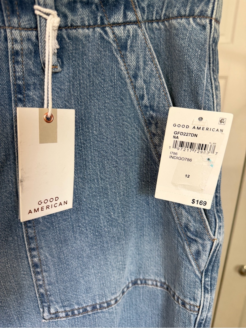 NWT Good American Lite Linen Denim Pants Size 12 - Picture 8 of 12